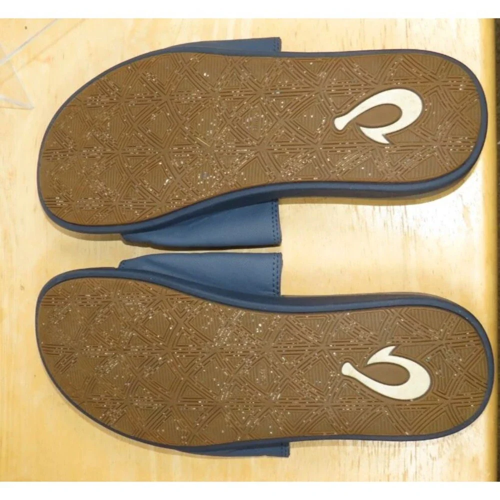 OluKai Maha 'Olu Mens Slide Sandals Moonlit Ocean Blue Comfort Slip On Size 9